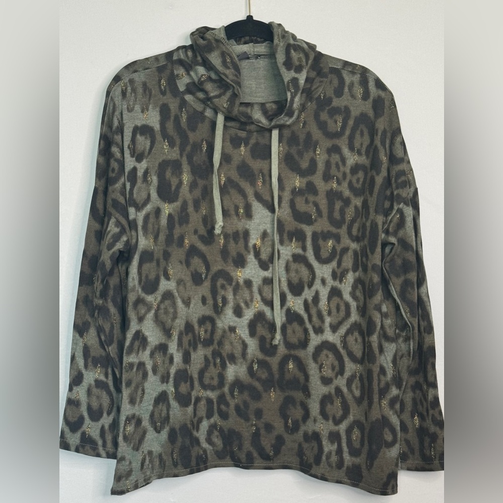 Leopard Print‎ Cowl Neck Sweater